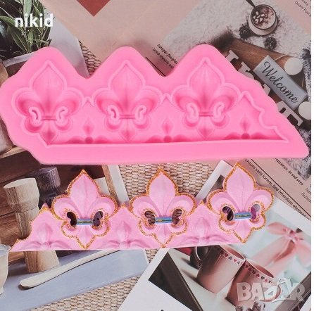 Fleur De Lis детайли силиконов молд форма борд кант за декор украса торта фондан шоколад гипс, снимка 1