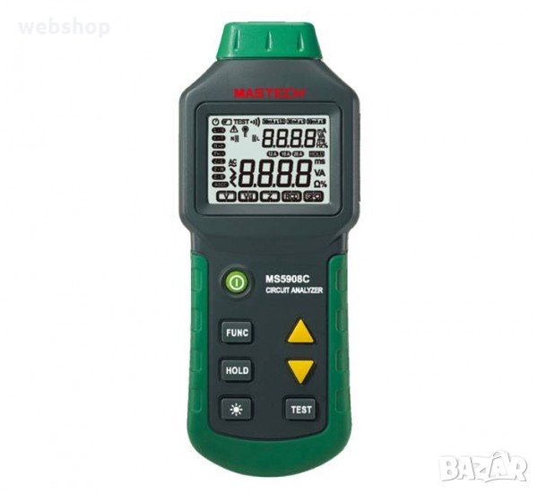 Тестер на захранващи мрежи MS5908C , анализатор на вериги, VAC, A, OHM, Hz, снимка 1