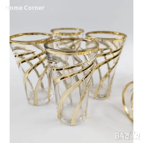 Чаши за безалкохолно със златен декор - 6бр, снимка 1