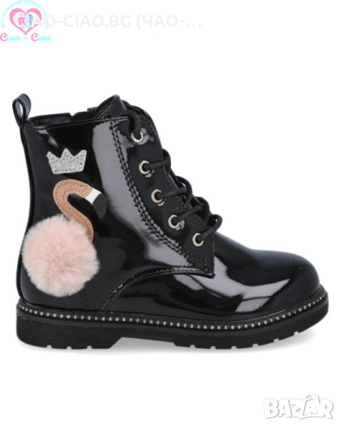 №23-36, Уникални детски боти за момиче в черен цвят с ФЛАМИНГО на Bubble Kids, снимка 1