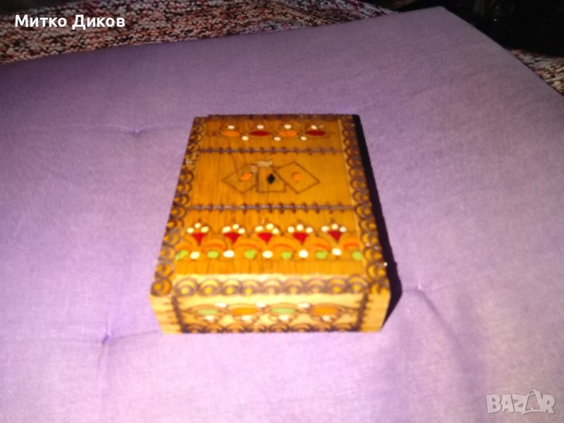 Кутия за карти и молив дървена от соца 124х90мм, снимка 1