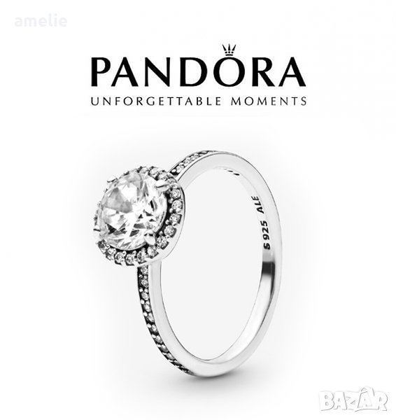 Дамски сребърен пръстен Пандора сребро с печат S 925 Pandora Jewelry Round Sparkle. Колекция Amélie, снимка 1