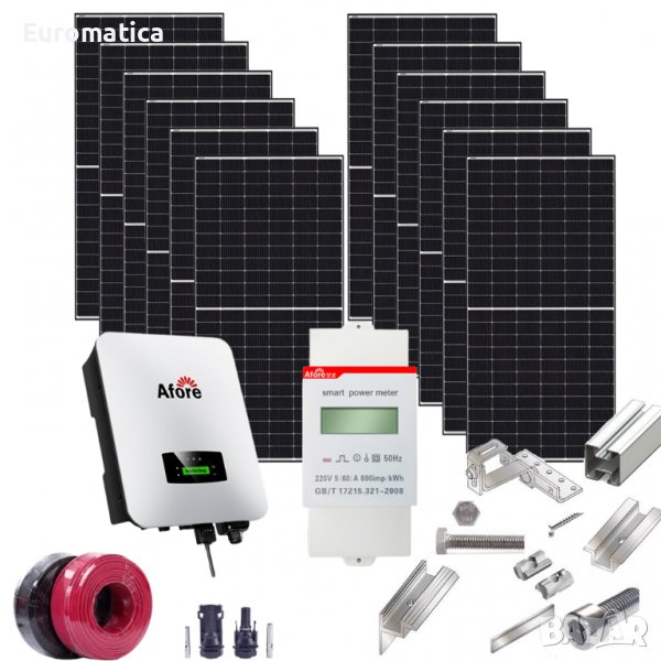 Монофазна OnGrid мрежова фотоволтаична система 10 kW Afore + Конструкция, снимка 1