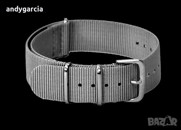 22mm Nato Strap grey сива текстилна каишка за гмуркане, снимка 1