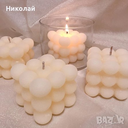Силиконов молд за свещи 3D кубче с 9 топки , куб с 3 реда по 9 топчета за фондан , 27 топки, снимка 1