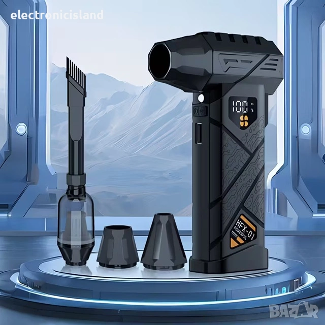 Мощен ръчен въздушен турбо вентилатор, USB презареждане, прахосмукачка за дома, кола, сняг, компютър, снимка 1