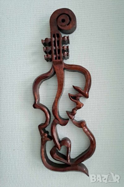 Цигулка на любовта  дърворезба, снимка 1