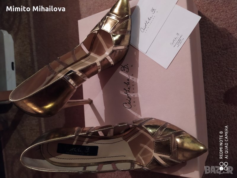 Златисти дамски обувки, снимка 1