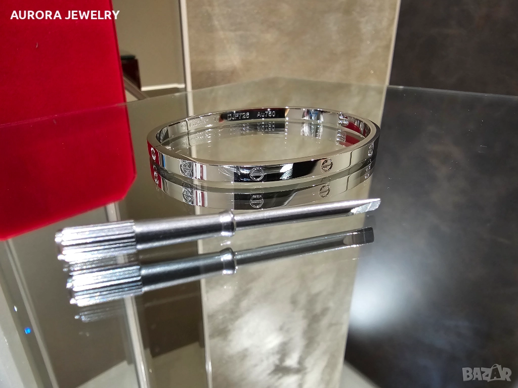 CARTIER Love White Gold Small Model Гривна с Отверка, снимка 1