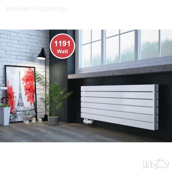 Хоризонтален панелен радиатор 450x1200 мм | Двупластов | Бял, снимка 1