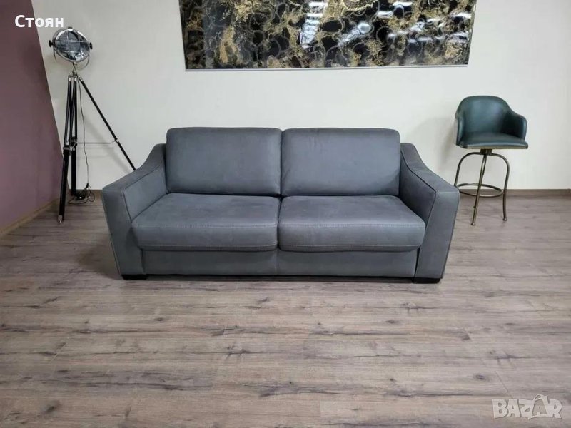 Тъмно сив диван от плат с функция сън "Myriad", снимка 1