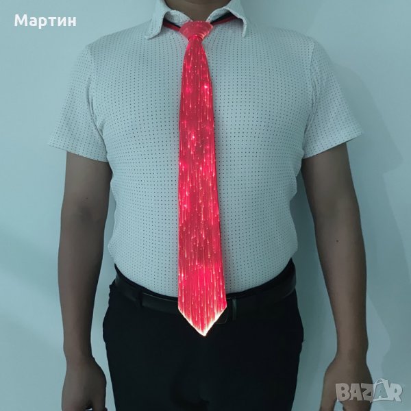 Вратовръзка LED USB светеща - червен цвят, снимка 1