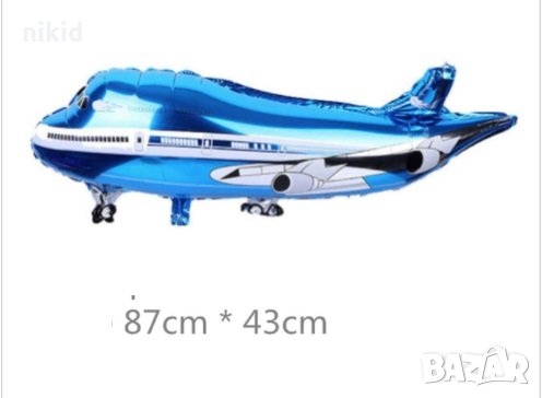 Син Самолет голям фолио фолиев балон хелий въздух парти, снимка 1