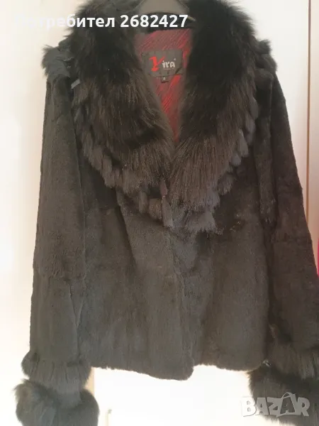 Палто Черно с Косъм, снимка 1