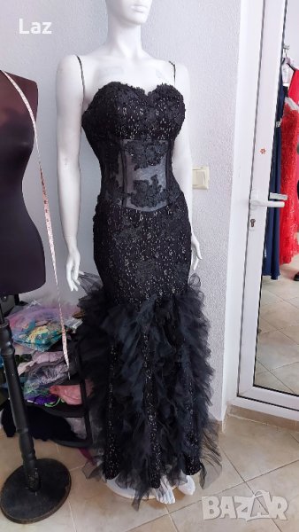 бална официална рокля русалка с полупрозрачен корсет , снимка 1