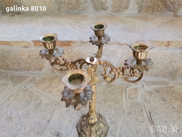 Стар бароков свещник, снимка 2 - Антикварни и старинни предмети - 51384064