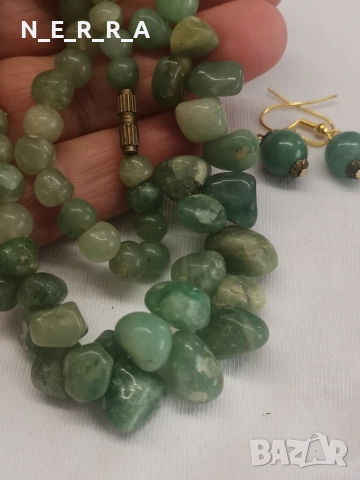 Комплект естествен камък-нефрит, снимка 3 - Бижутерийни комплекти - 52869766