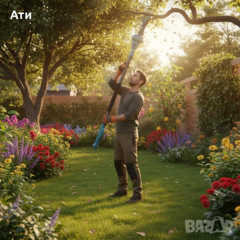 Комплект 3 в 1 от акумулаторна лозарска ножица, акумулаторен мини верижен трион и телескопичен прът, снимка 6 - Други инструменти - 53373694