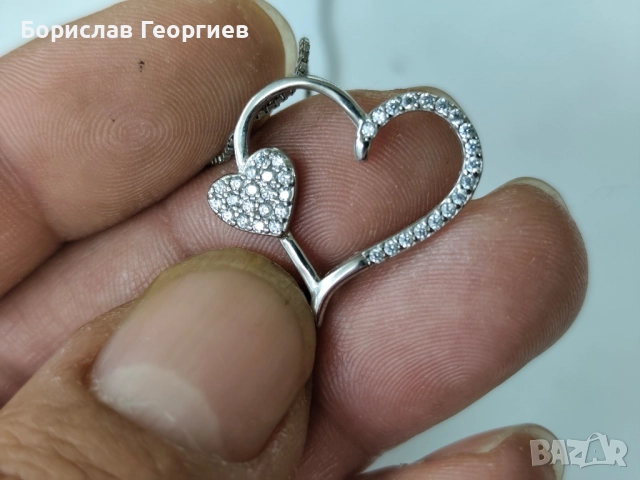 Сребърно колие 925 сърце, снимка 5 - Колиета, медальони, синджири - 52538127
