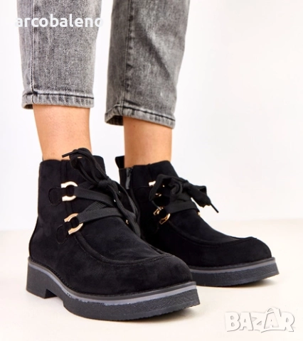 Дамски изолирани боти до глезена с декоративни връзки от Katrins, 2цвята , снимка 8 - Дамски боти - 52024199