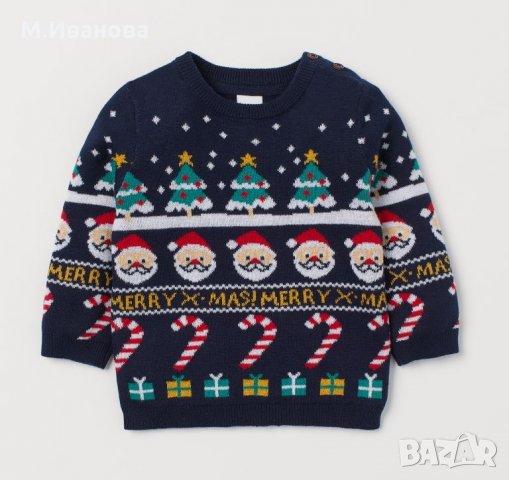 Коледен пуловер H&M 80/86, снимка 5 - Бебешки блузки - 31806153