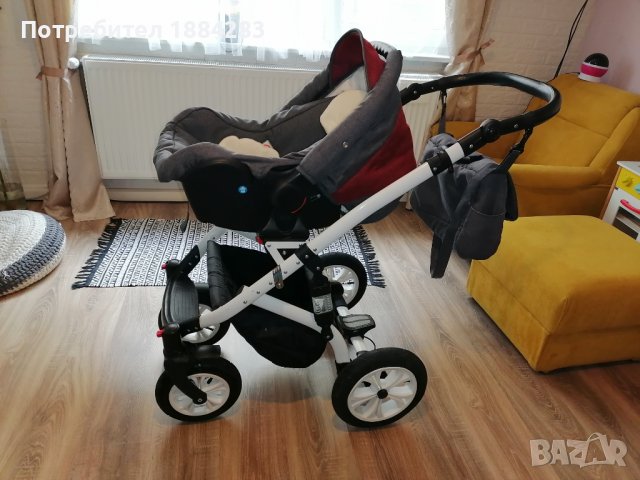 Комбинирана бебешка количка 3в1 Lorelli Mia, Red and Black, снимка 12 - Детски колички - 38033312