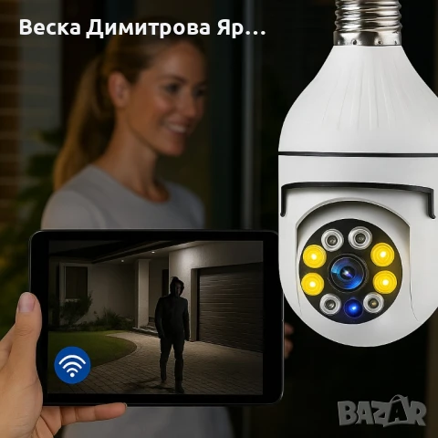 WiFi Панорамна IP Камера LYLÚ 360° във форма на крушка с нощно виждане и автоматично проследяване, снимка 2 - IP камери - 51413583