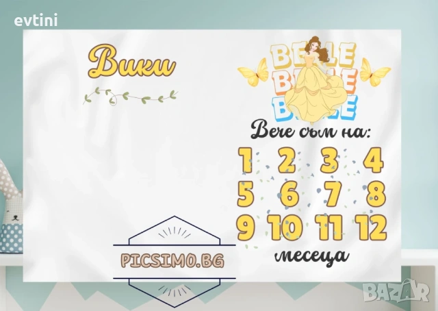 Месечинка – платно за снимане на бебе за момиче – Принцеси и за момче превозни средства, снимка 9 - Други - 36850966