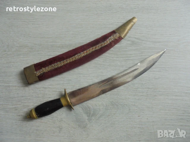 № 8133 Стар индийски нож с кания   , снимка 3 - Други ценни предмети - 50956219