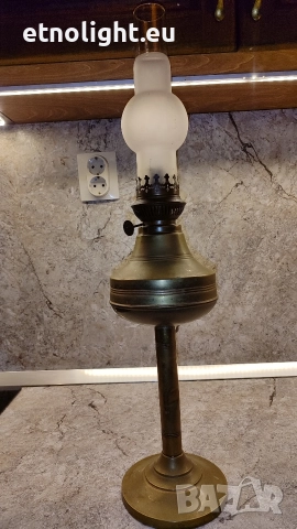 Старинна месингова газена лампа , снимка 6 - Настолни лампи - 52805832