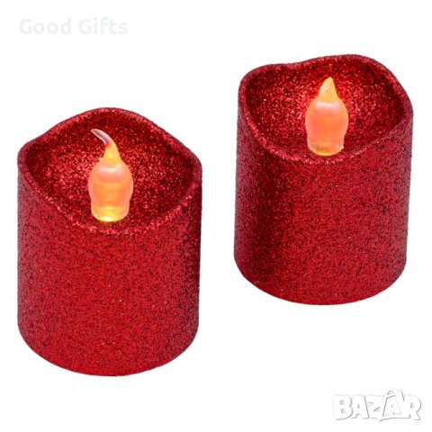 8 броя Червени Коледни LED свещи, 4см
