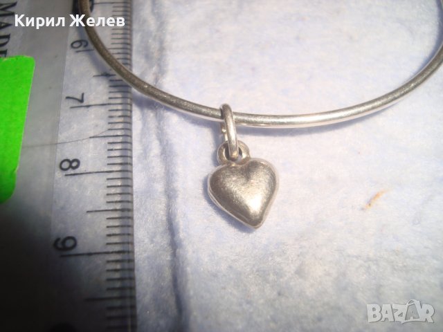 ГОЛЯМА КРАСИВА СТИЛНА КЛАСИЧЕСКИ СТИЛ Тип ХАЛКА СРЕБЪРНА ОБЕЦА СРЕБРО 925 със СЪРЧИЦЕ 32399, снимка 5 - Обеци - 38352342