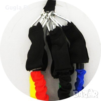 Ластици за упражнение MAX, Комплект 5 броя с 5 ръкохватки  нов Комплектът съдържа 5 латексови маркуч, снимка 2 - Фитнес уреди - 29080610