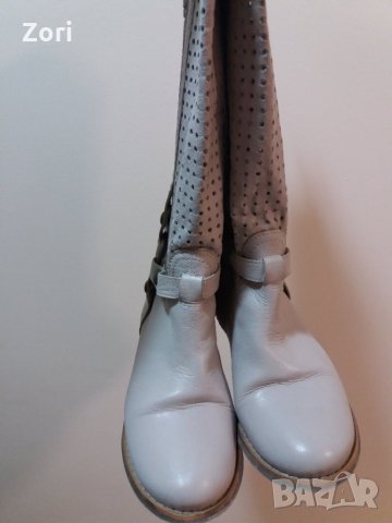 -20% ЛЕТНИ светлосиви ботуши с лазерна перфорация от ЕСТЕСТВЕНА КОЖА  - 36 номер, снимка 4 - Дамски ботуши - 29675031