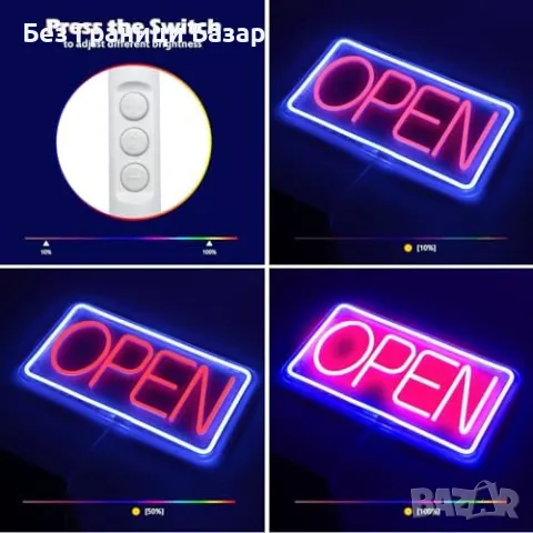 Нова Рекламна USB LED табела за барове, кафенета и витрини Open знак, снимка 6 - Лед осветление - 47521700