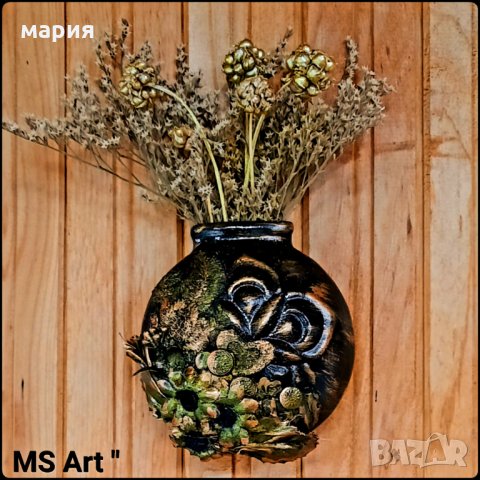 Ваза за стена #mixedmedia! Ръчна изработка!, снимка 2 - Вази - 30253022