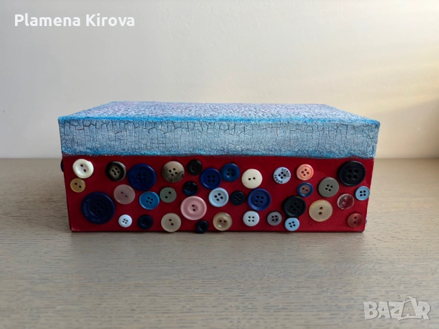 Декоративна кутия с копчета | Ръчна изработка, снимка 3 - Декорация за дома - 54223173