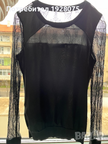 Блуза с кожа и дантела, снимка 1 - Блузи с дълъг ръкав и пуловери - 44747746