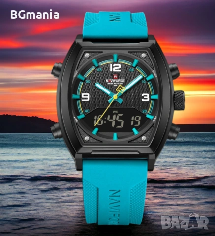 Страхотен мъжки часовник 9242с1 син електрик силиконова каишка