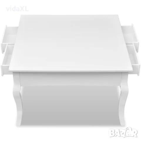 vidaXL Маса за кафе с 4 чекмеджета, бяла, снимка 5 - Маси - 56146454