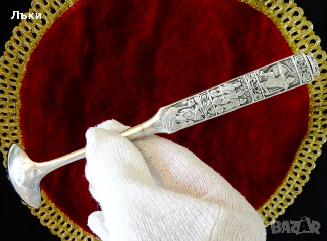 Лъжица с калаена дръжка,викинги,драконов кораб,Норвегия. , снимка 3 - Прибори за хранене, готвене и сервиране - 54358780