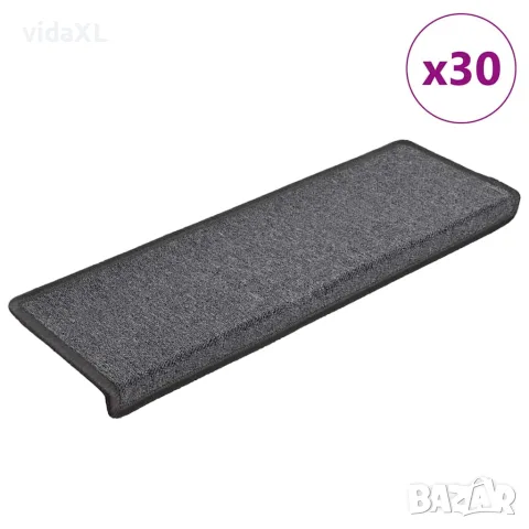vidaXL Изтривалки за стълби, 30 бр., 65x21x4 см, тъмносиви, с правоъгълен кант