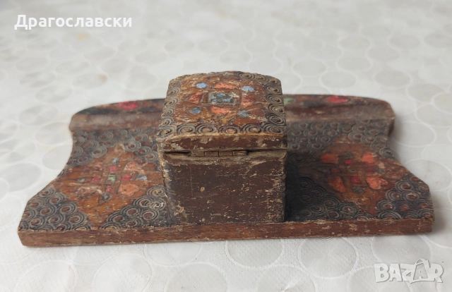 СТАРА дървена МАСТИЛНИЦА и  3 бр. попивателни, попивателна, снимка 3 - Антикварни и старинни предмети - 28898797