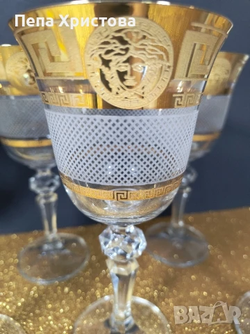 чаши за ракия -  Бохемия - Christina- Versace Gold, снимка 13 - Чаши - 50943761