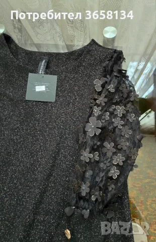 НОВА черна лъскава рокля с етикет за повод, снимка 3 - Рокли - 47993078