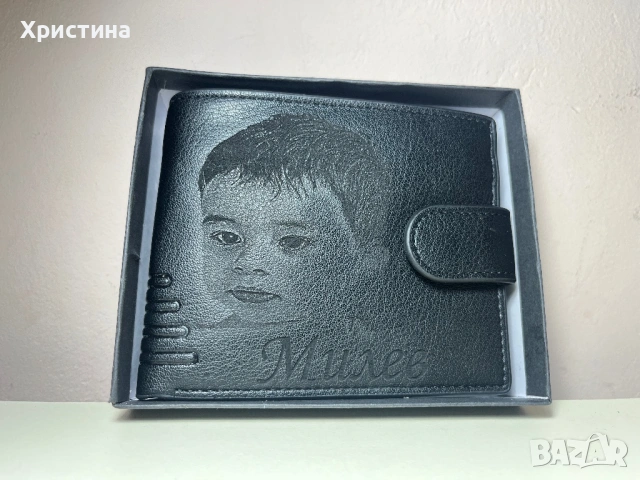 Мъжко портмоне със снимка и надпис 