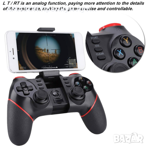 Безжичен геймпад за игри T6,Bluetooth 4.0,джойстик за смарт телефон/таблет/телевизор,приемник/PC/PS3, снимка 4 - Аксесоари - 44648574