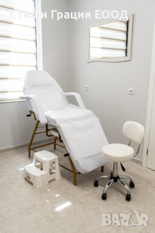 Фиксирана кушетка 557G - бяла/черна със златиста рамка 184 x 60/80 x 76 см, снимка 3 - Кушетки - 41678454