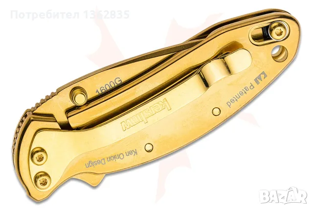 НОВ оригинален 24 K позлатен сгъваем нож KERSHAW 1600G Ken Onion Chive  от САЩ, снимка 4 - Ножове - 55941234