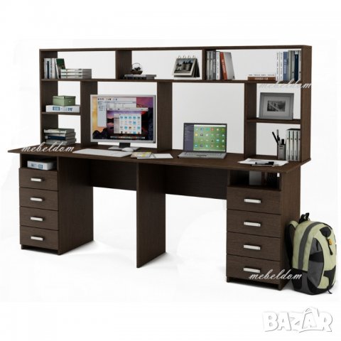 Бюро 208см. за двама с надстройка и 8 чекмеджета(код-1196), снимка 4 - Бюра - 29265094